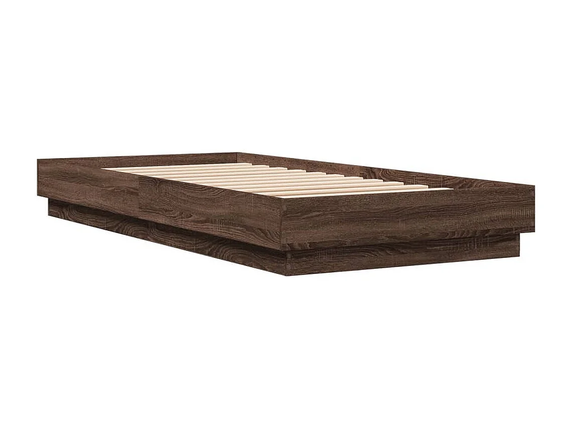 Lit simple chêne marron 100x200 cm bois d'ingénierie FR24165