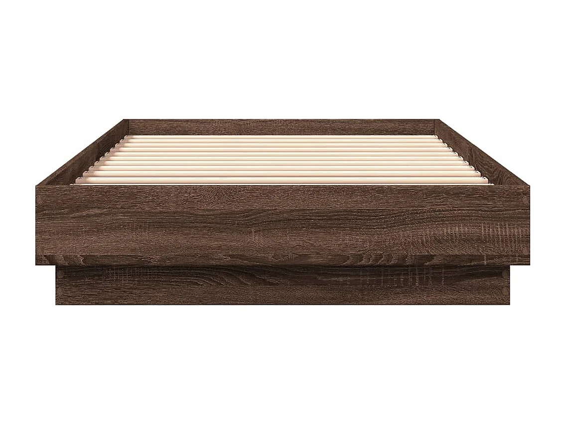Lit simple chêne marron 100x200 cm bois d'ingénierie FR24165