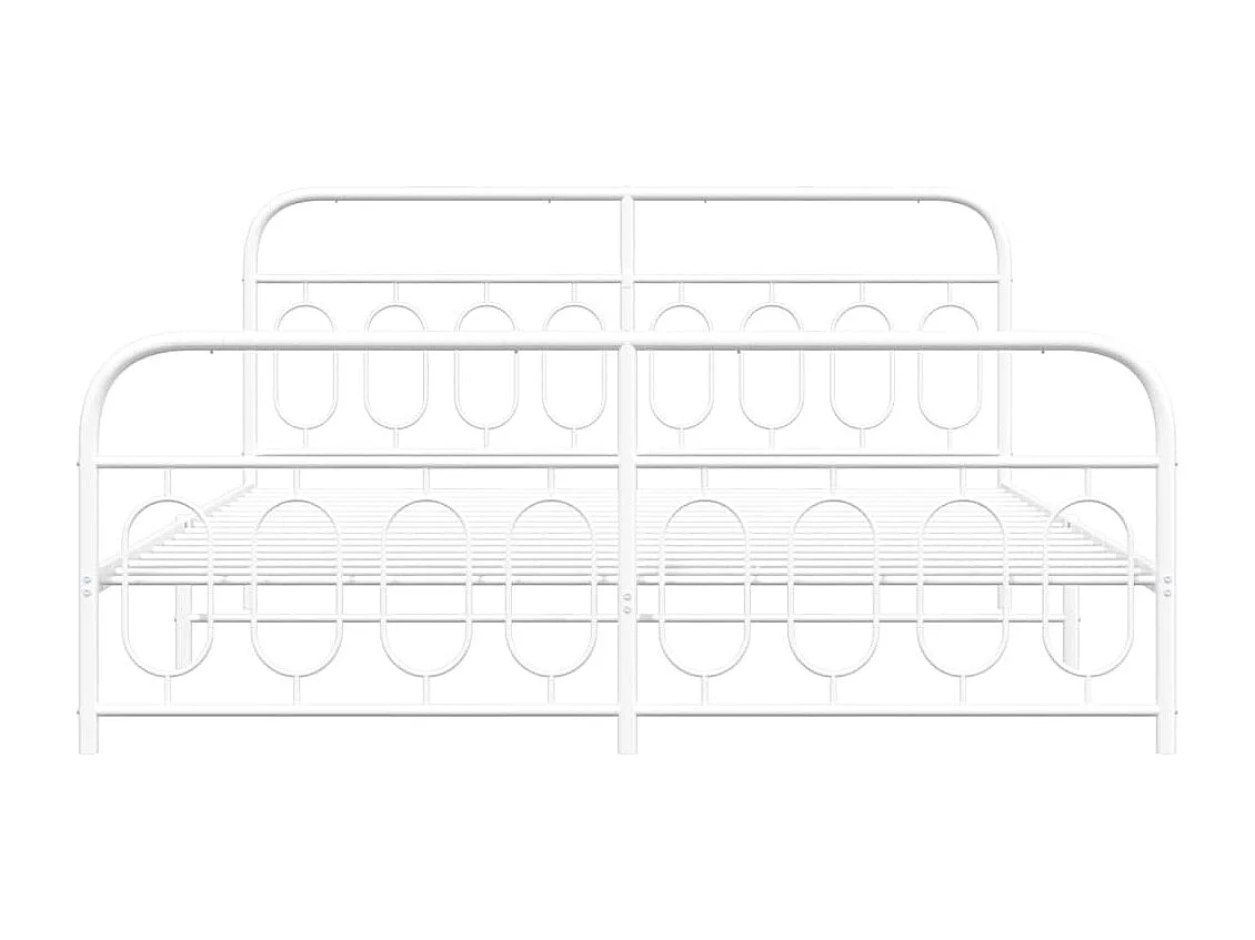 Lit double métal + tête de lit/pied de lit blanc 193x203cm FR80699