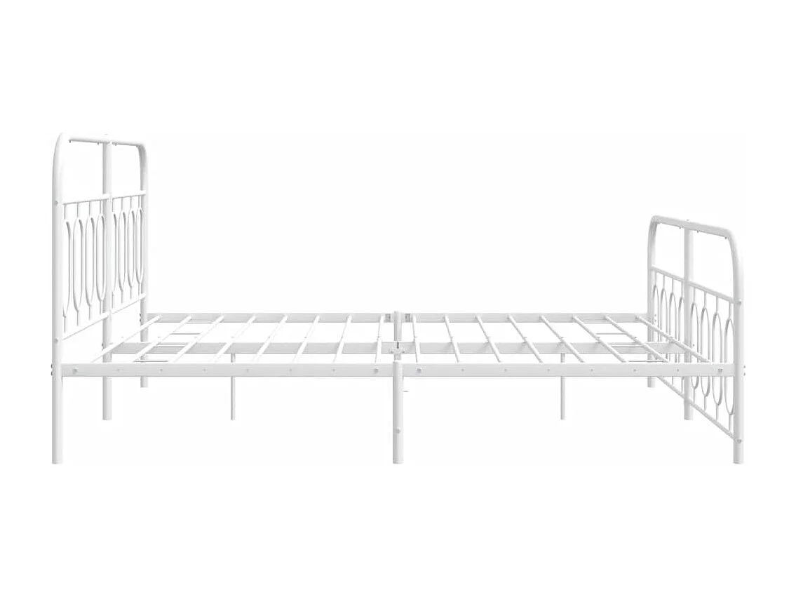 Lit double métal + tête de lit/pied de lit blanc 193x203cm FR80699