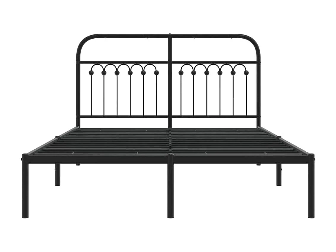 Cama matrimonial- 140x190 cm con cabecero metal negro ES527131