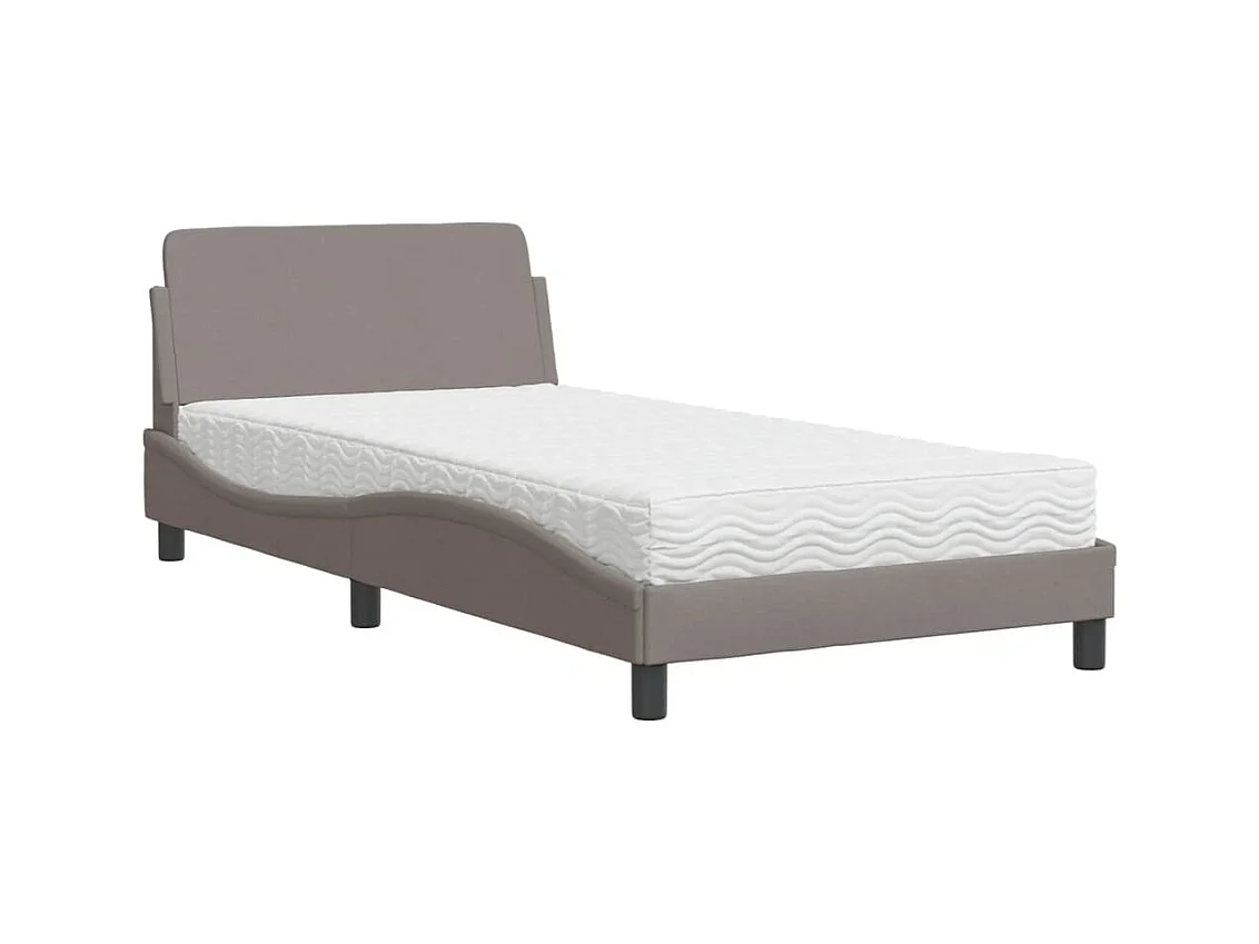 Lit adulte + matelas taupe 100x200 cm tissu FR65038