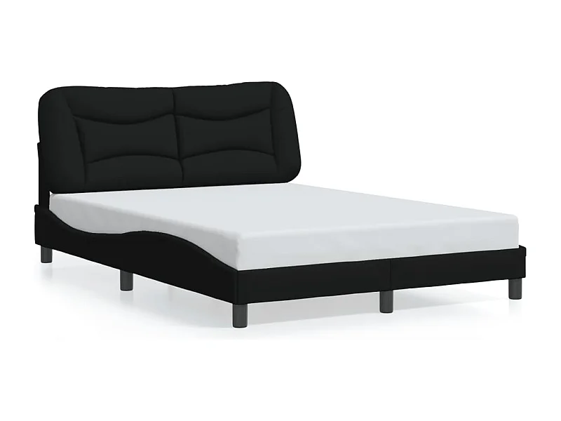 Bedframe met hoofdbord stof zwart 140x190 cm BE555368