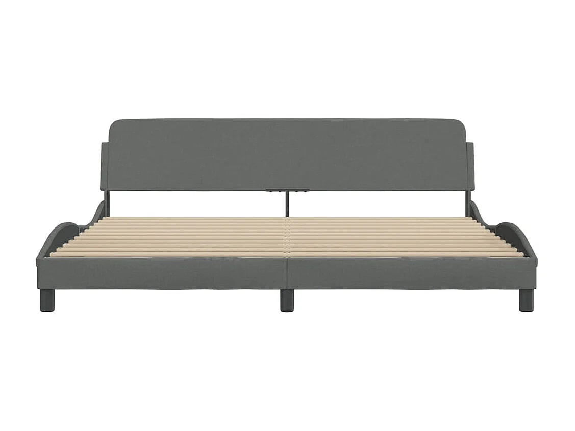 Lit double + tête de lit Gris foncé 200x200 cm Tissu FR18439