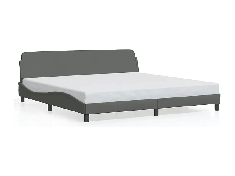Cama matrimonial- 200x200 cm con cabecero tela gris oscuro ES605468