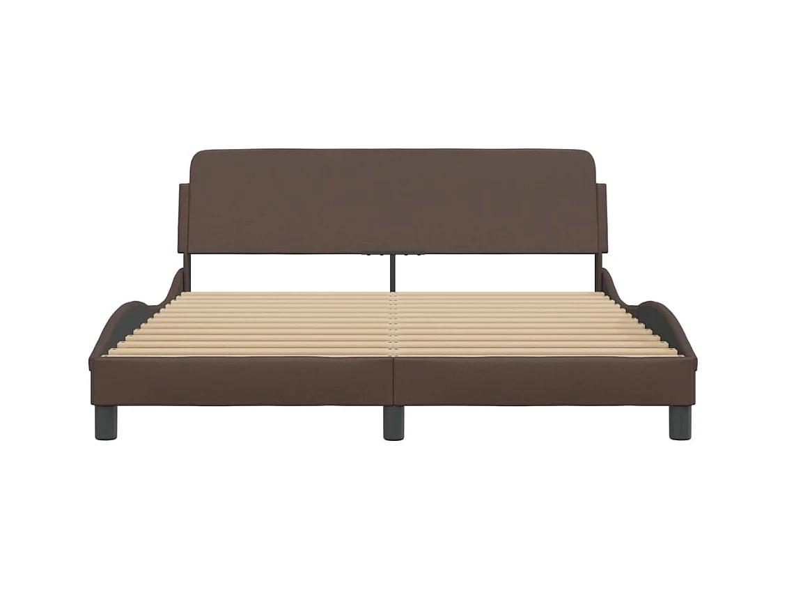 Cama matrimonial- 160x200 cm cabecero cuero sintético marrón ES699742