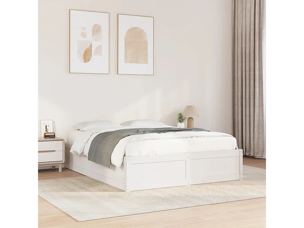 Bedframe zonder matras massief grenenhout wit 140x200 cm BE829152