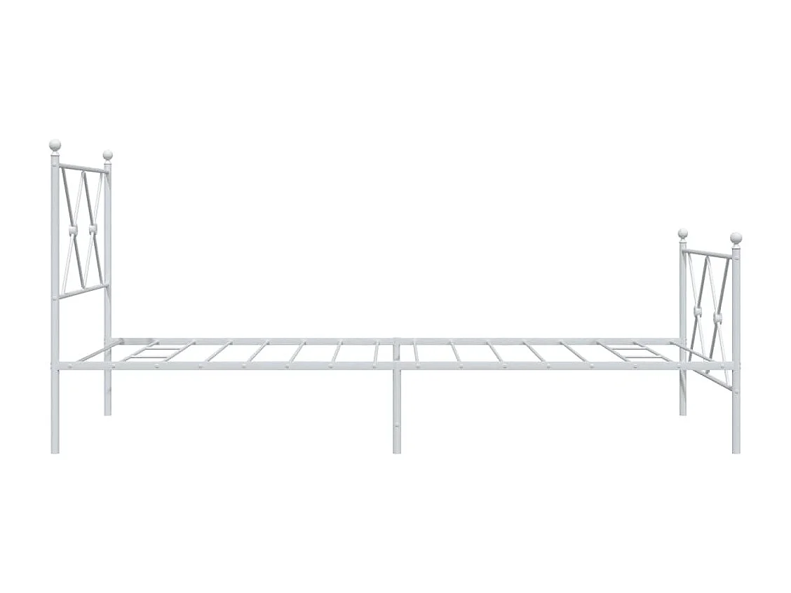 Lit simple métal + tête de lit/pied de lit blanc 90x200 cm FR28374
