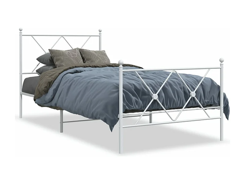 Bedframe met hoofd- en voeteneinde metaal wit 90x200 cm BE325532