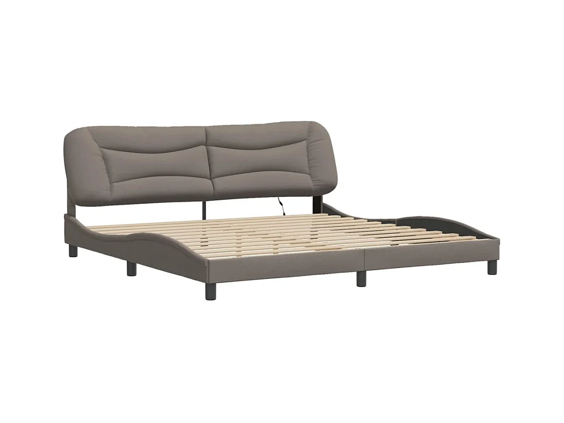 Lit double avec lumières LED taupe 200x200 cm tissu FR33428