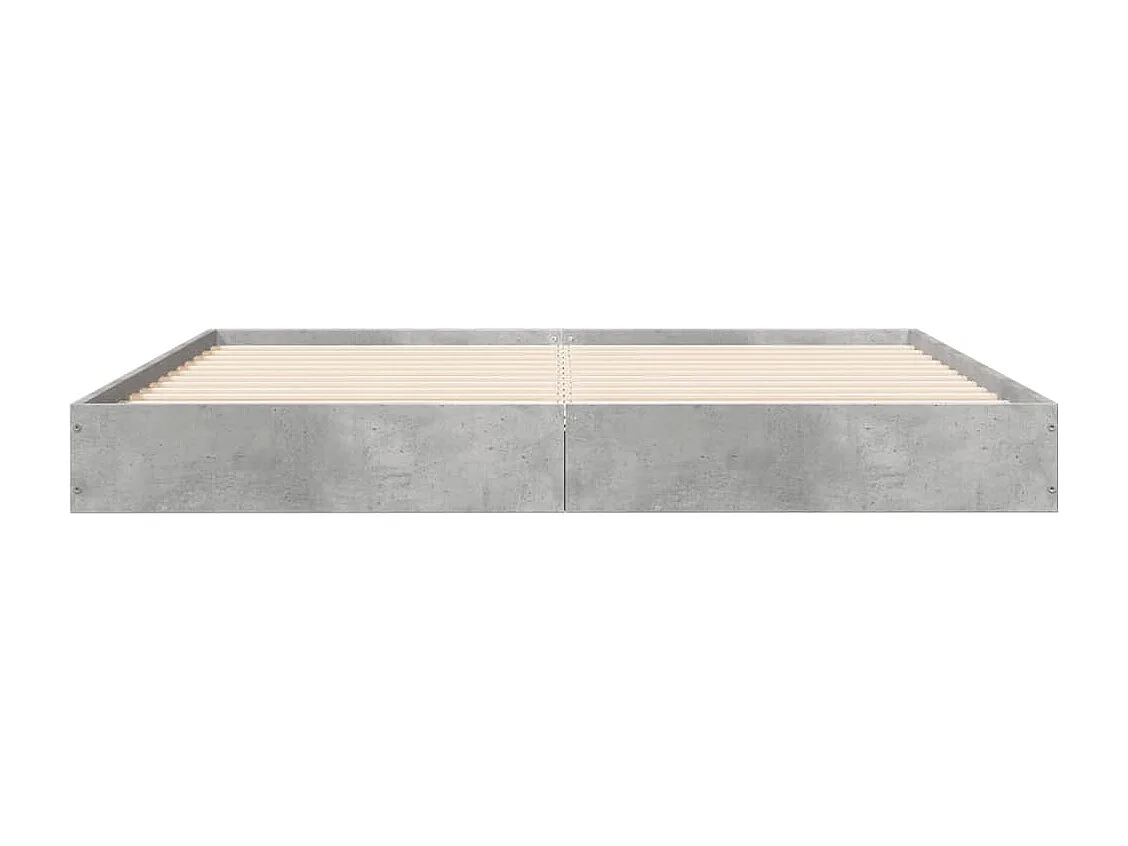 Lit double gris béton 160x200 cm bois d'ingénierie FR97907