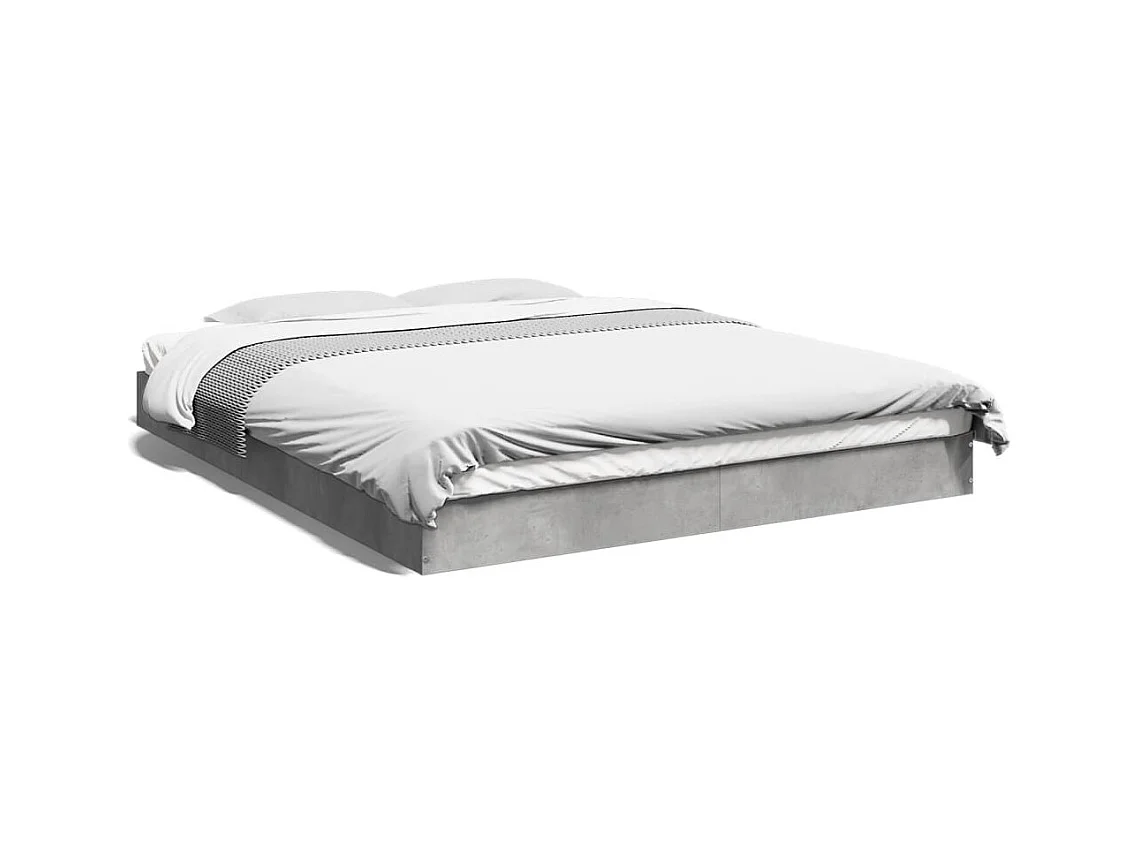 Lit double gris béton 160x200 cm bois d'ingénierie FR97907