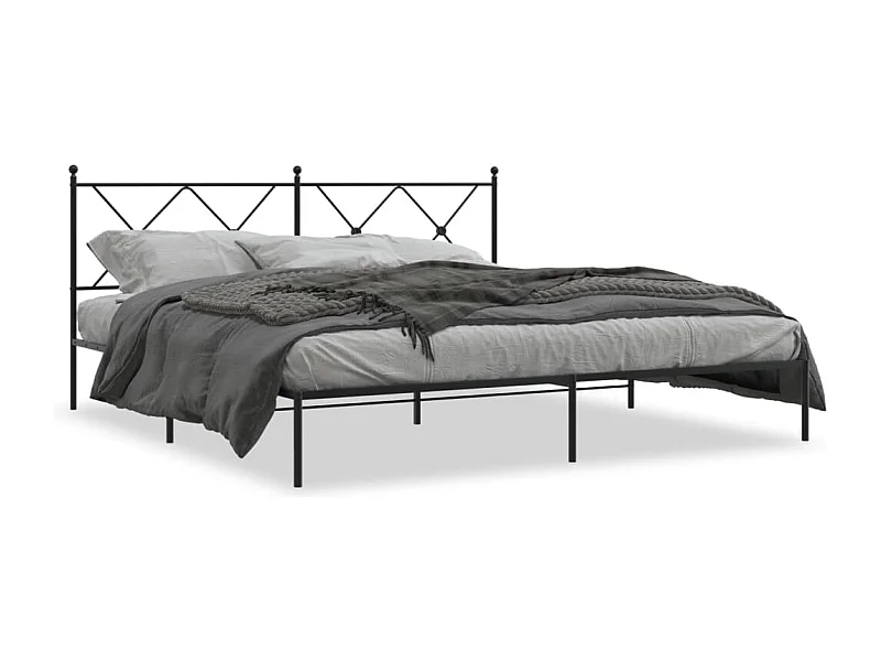 Cama com cabeceira 183x213 cm metal preto PT617382