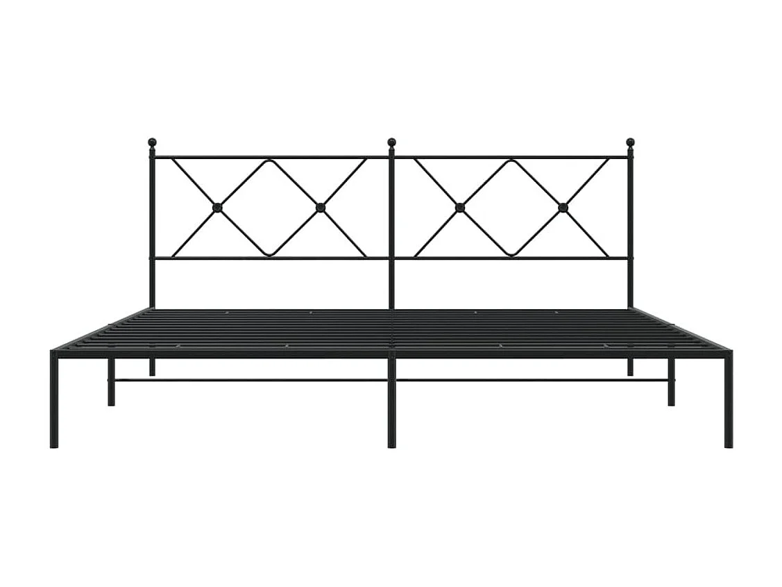 Lit double métal + tête de lit noir 183x213 cm FR57497
