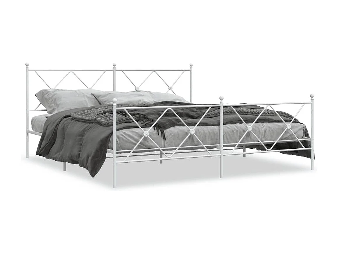 Bedframe met hoofd- en voeteneinde metaal wit 183x213 cm BE210568