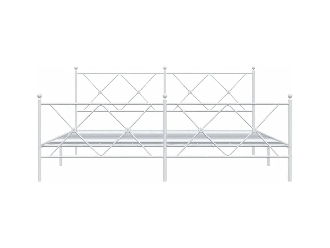 Cama 183x213 cm - metal con cabecero y pie blanco ES943190