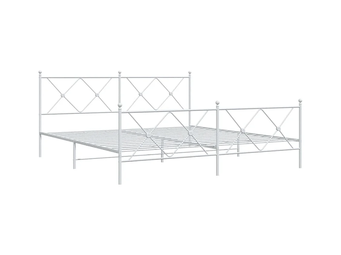 Cama 183x213 cm - metal con cabecero y pie blanco ES943190