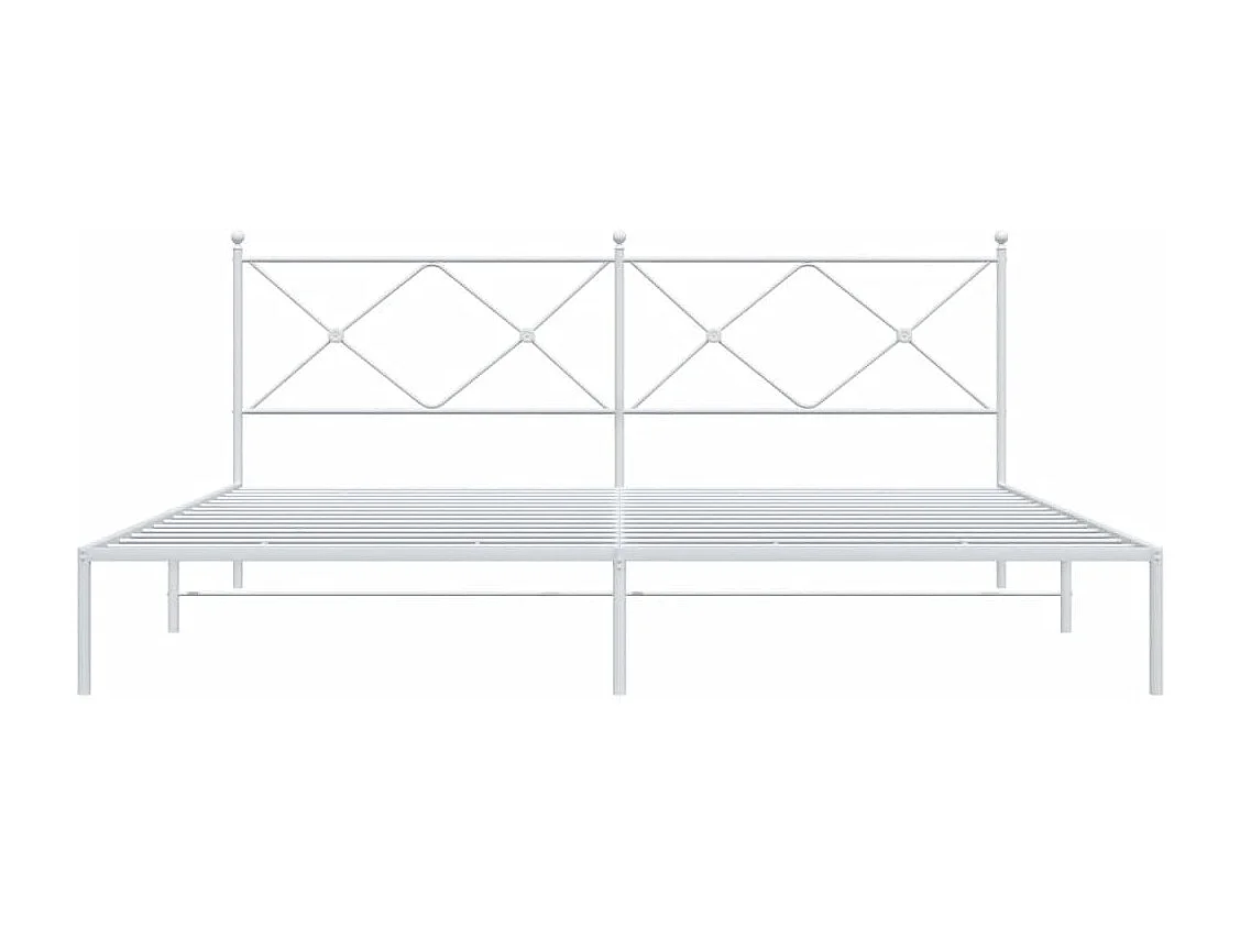 Lit double métal + tête de lit blanc 200x200 cm FR88951