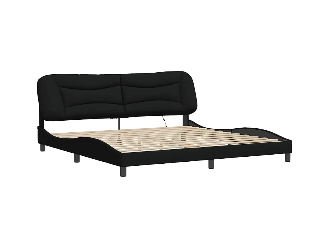 Lit double avec lumières LED noir 200x200 cm tissu FR93565