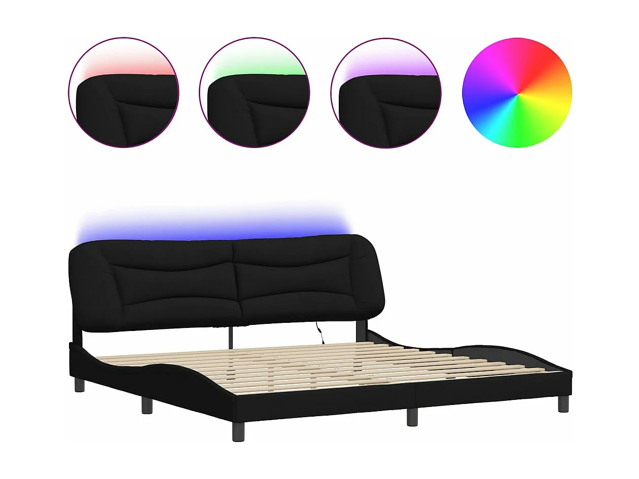 Bedframe met LED-verlichting stof zwart 200x200 cm BE820968