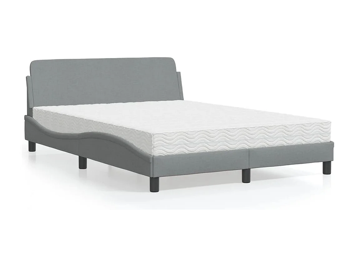 Cama 120x200 cm con colchón tela gris claro ES207812