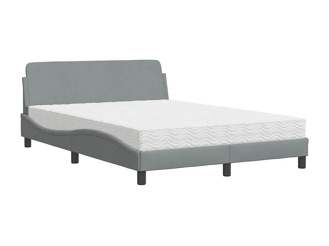 Cama 120x200 cm con colchón tela gris claro ES207812