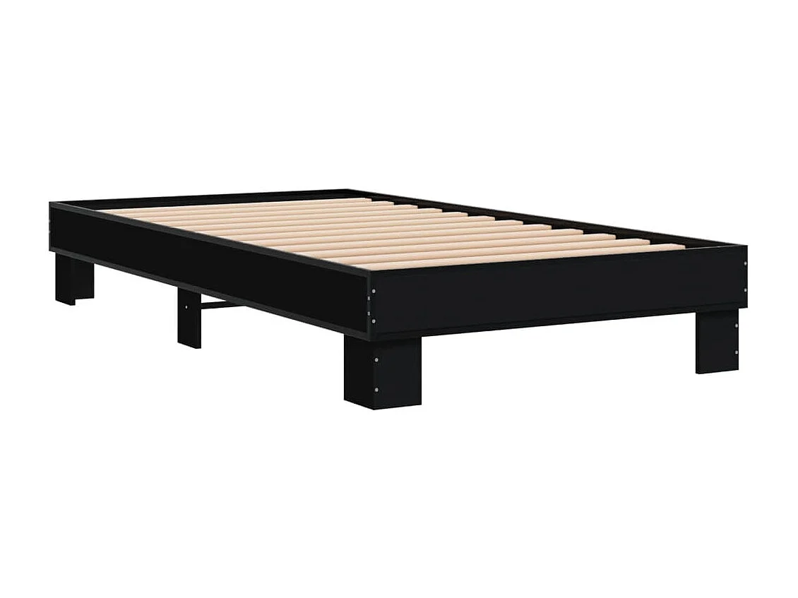 Cama 90x190 cm derivados de madeira e metal preto PT680624