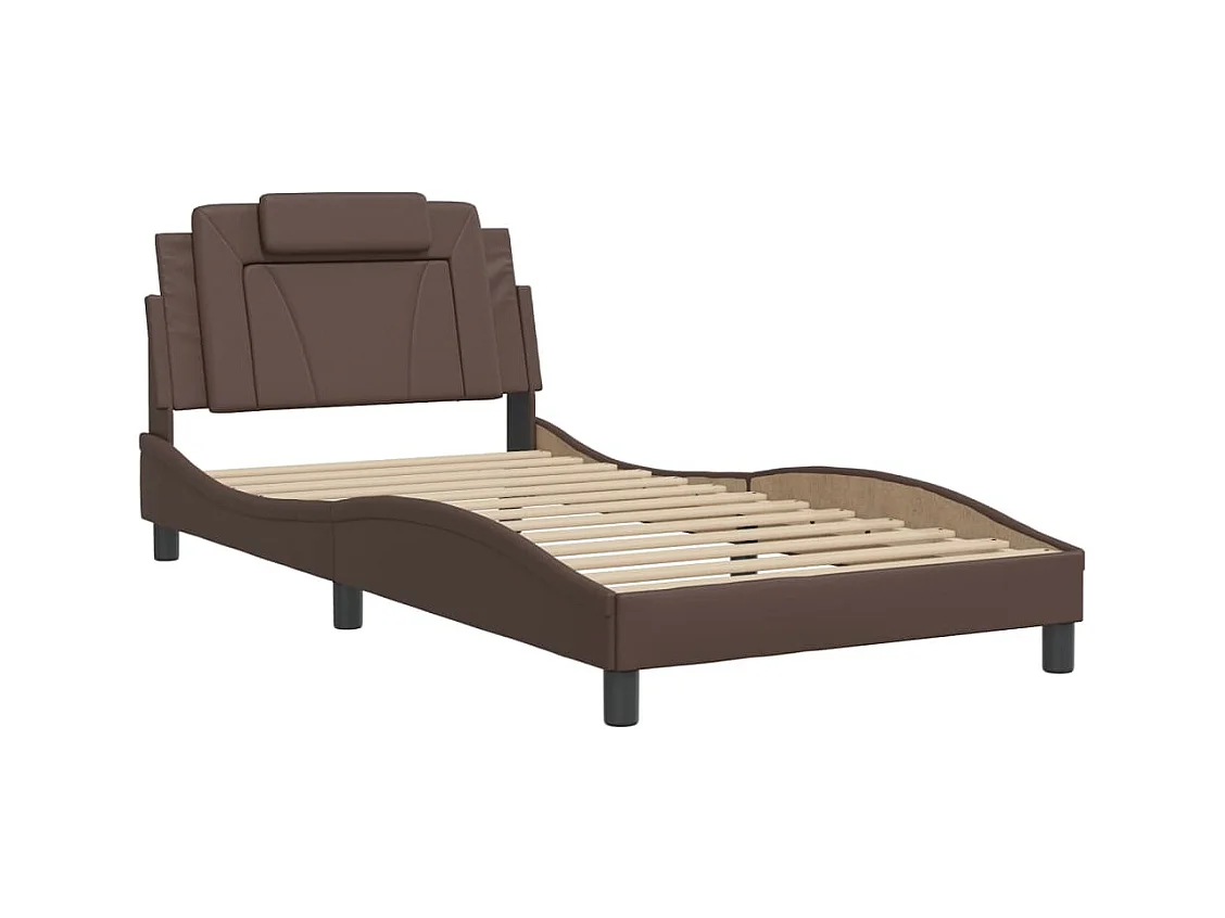 Bedframe met LED-verlichting kunstleer bruin 100x200 cm BE899142