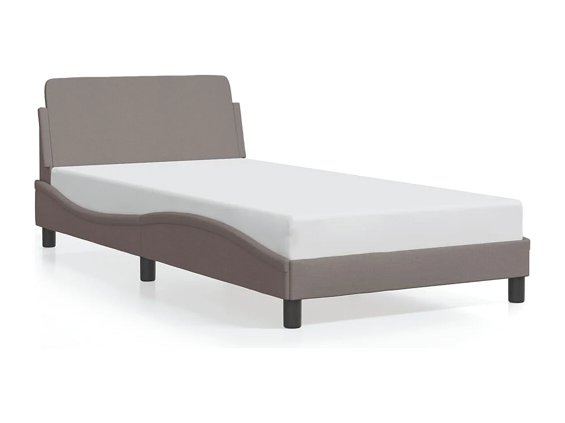 Cama individual- 100x200 cm con cabecero de tela gris taupe ES664178