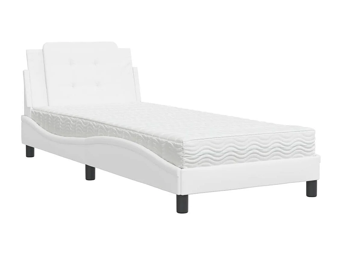 Lit adulte + matelas blanc 80x200 cm similicuir FR61351