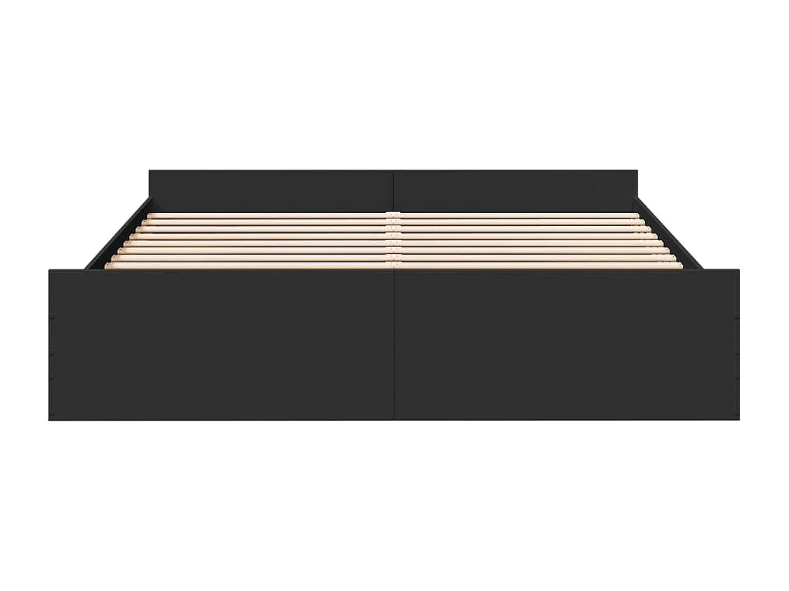 Lit double avec tiroirs noir 200x200 cm bois d'ingénierie FR28287