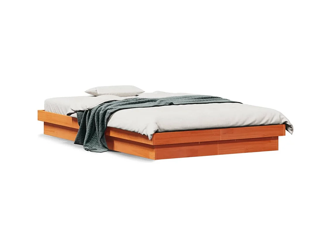Cama matrimonial- 120x200cm LED madera maciza pino marrón cera ES270113