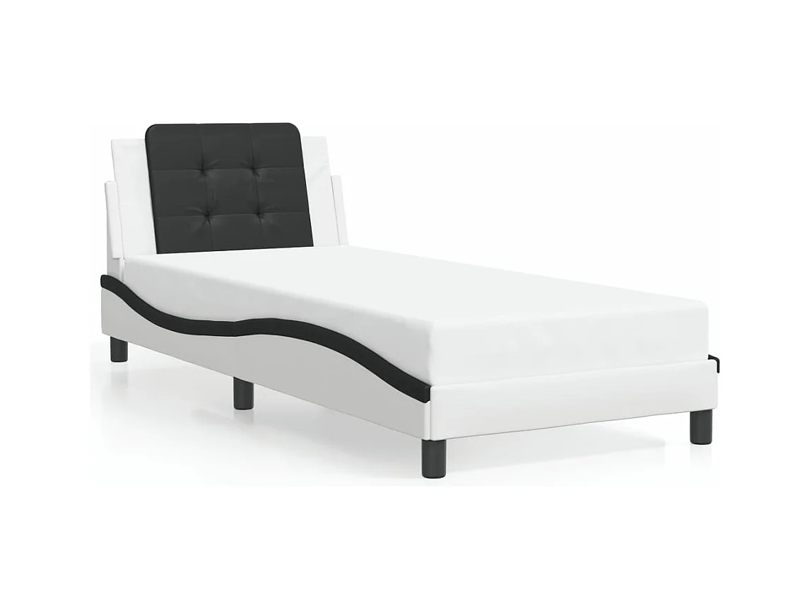 Lit simple avec lumières LED blanc noir 80x200 cm similicuir FR45616