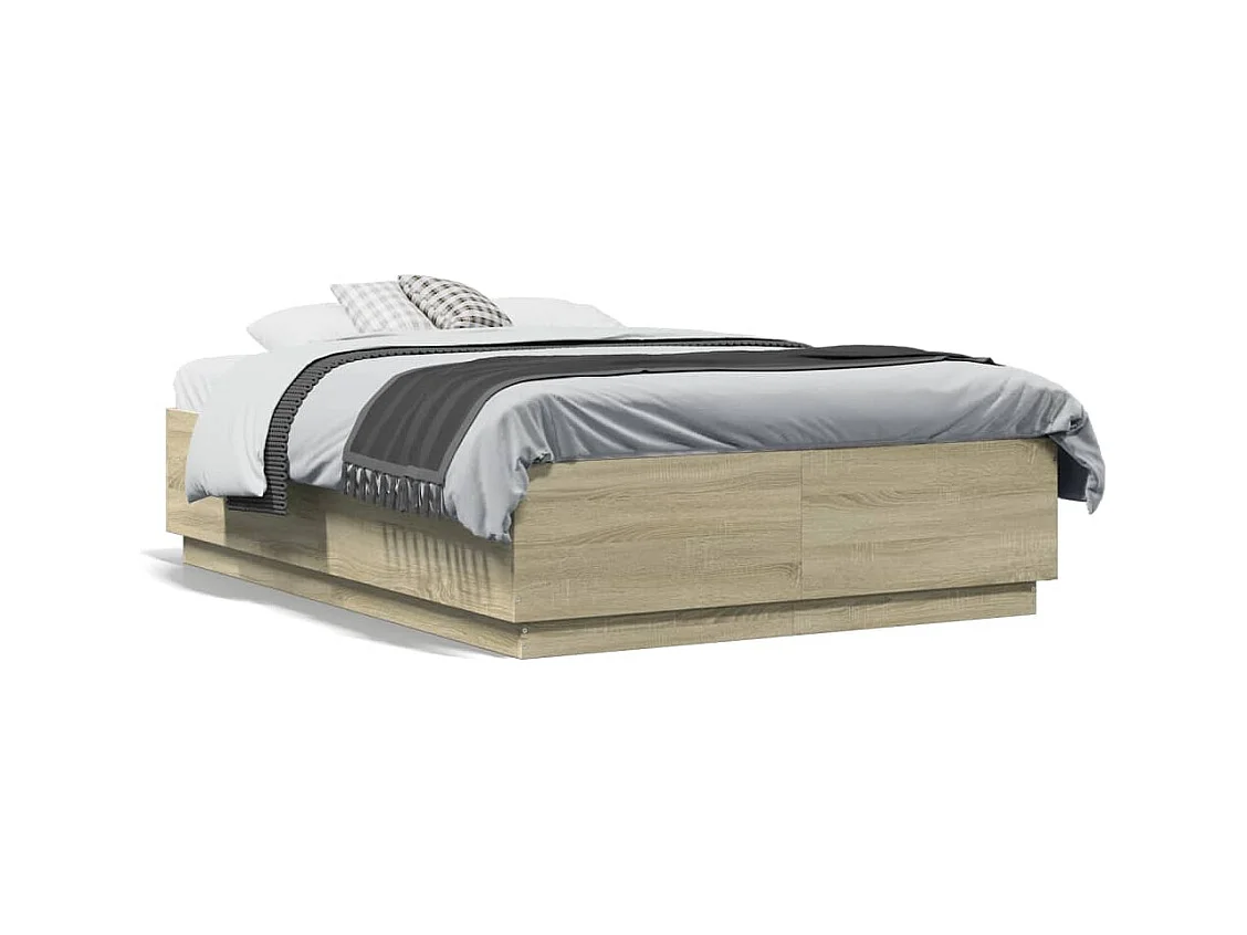 Lit double chêne sonoma 140x190 cm bois d'ingénierie FR68585