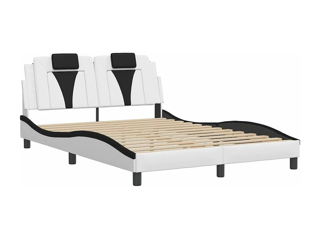 Bedframe met hoofdbord kunstleer wit en zwart 140x190 cm BE845509