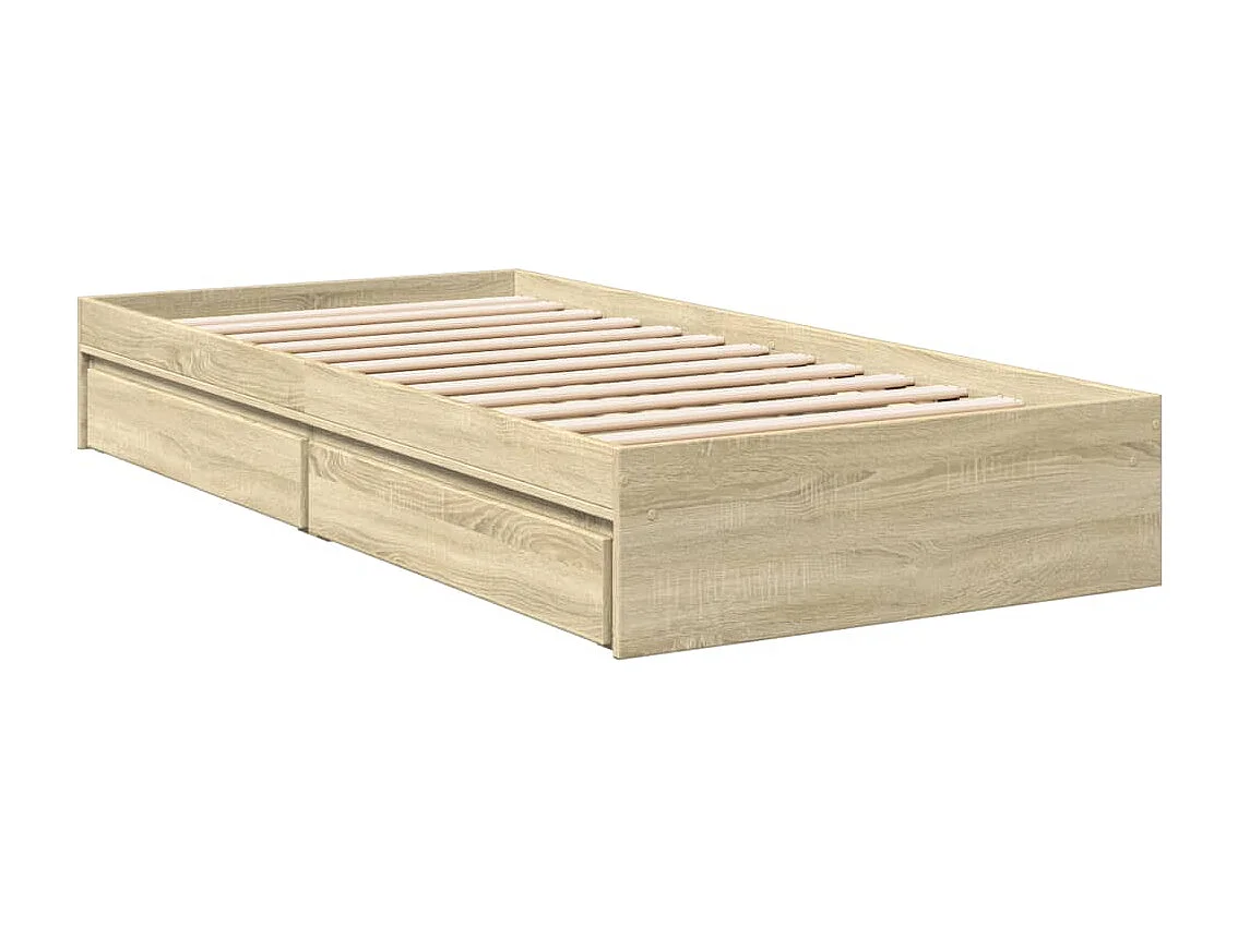 Lit simple et tiroirs chêne sonoma 90x200cm bois d'ingénierie FR45244