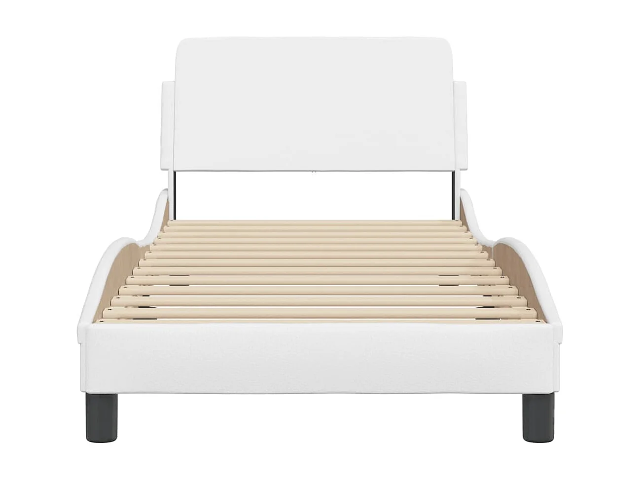 Lit simple + tête de lit Blanc 90x190 cm Similicuir FR91079