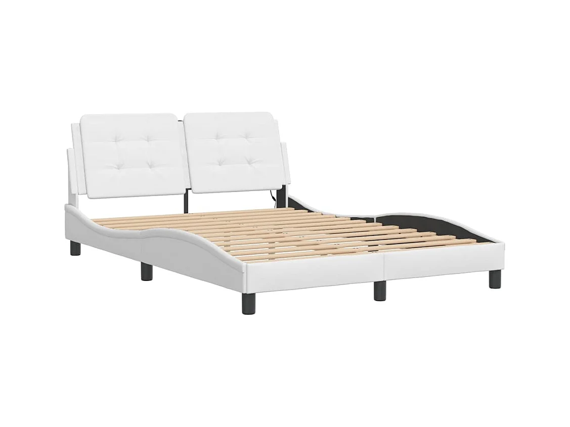Lit double avec lumières LED blanc 120x200 cm similicuir FR62579