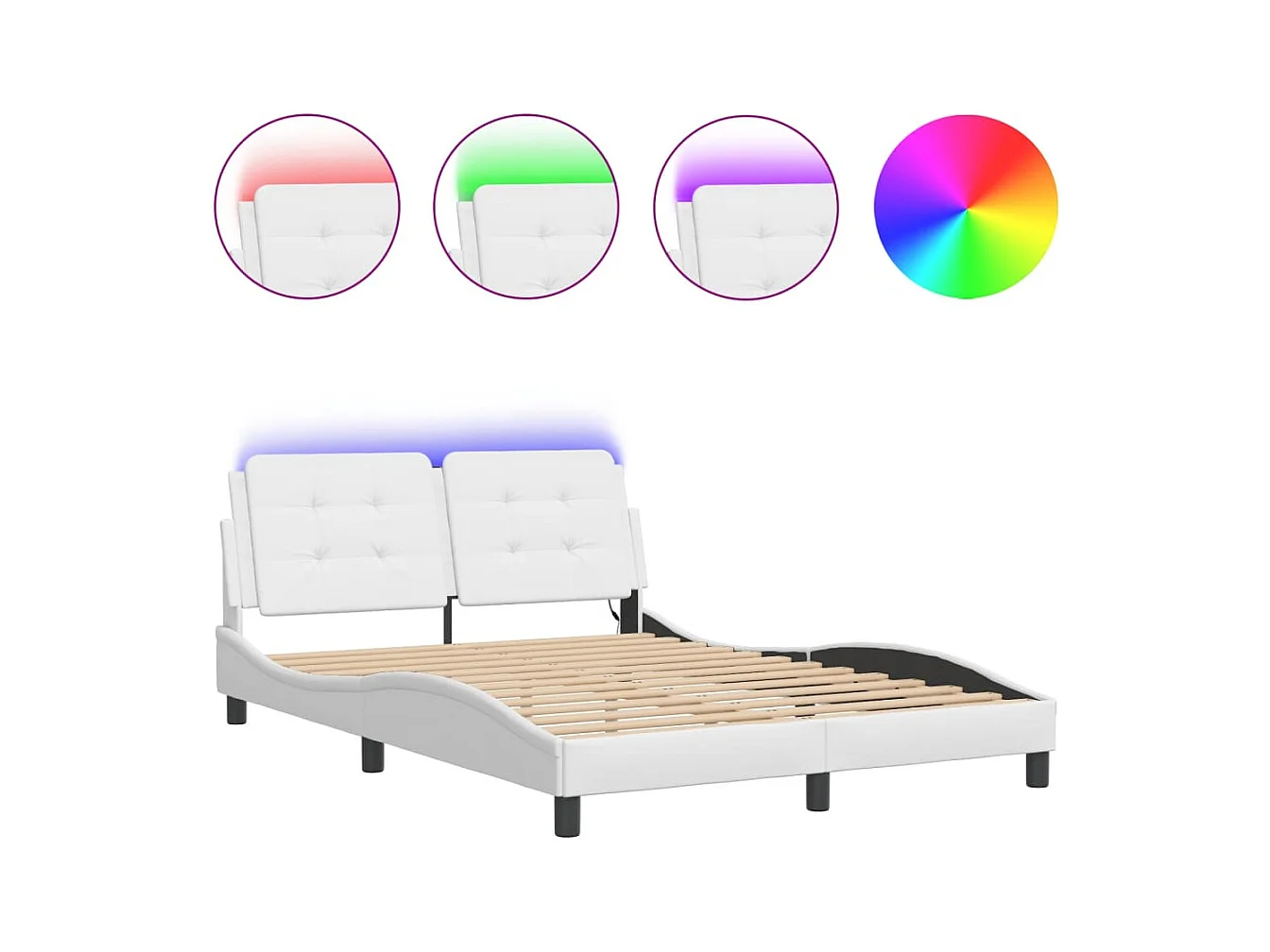 Lit double avec lumières LED blanc 120x200 cm similicuir FR62579