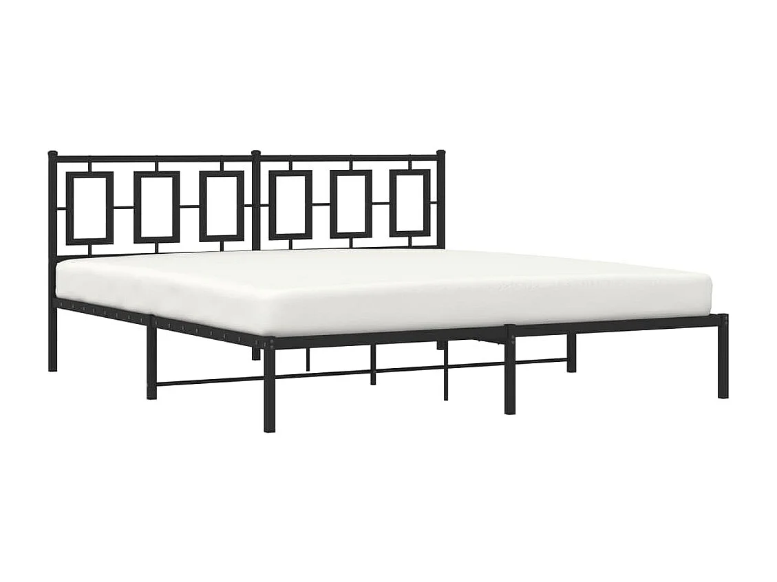 Lit double métal + tête de lit noir 183x213 cm FR72280
