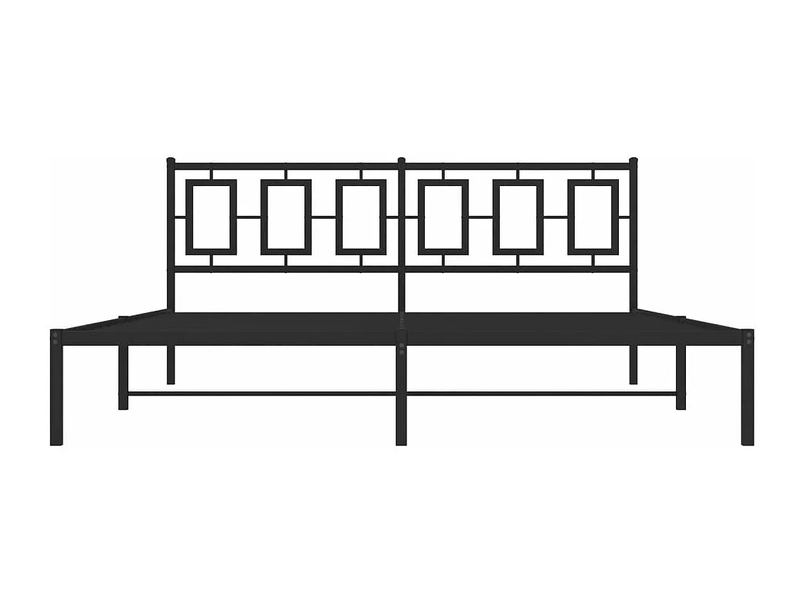 Lit double métal + tête de lit noir 183x213 cm FR72280