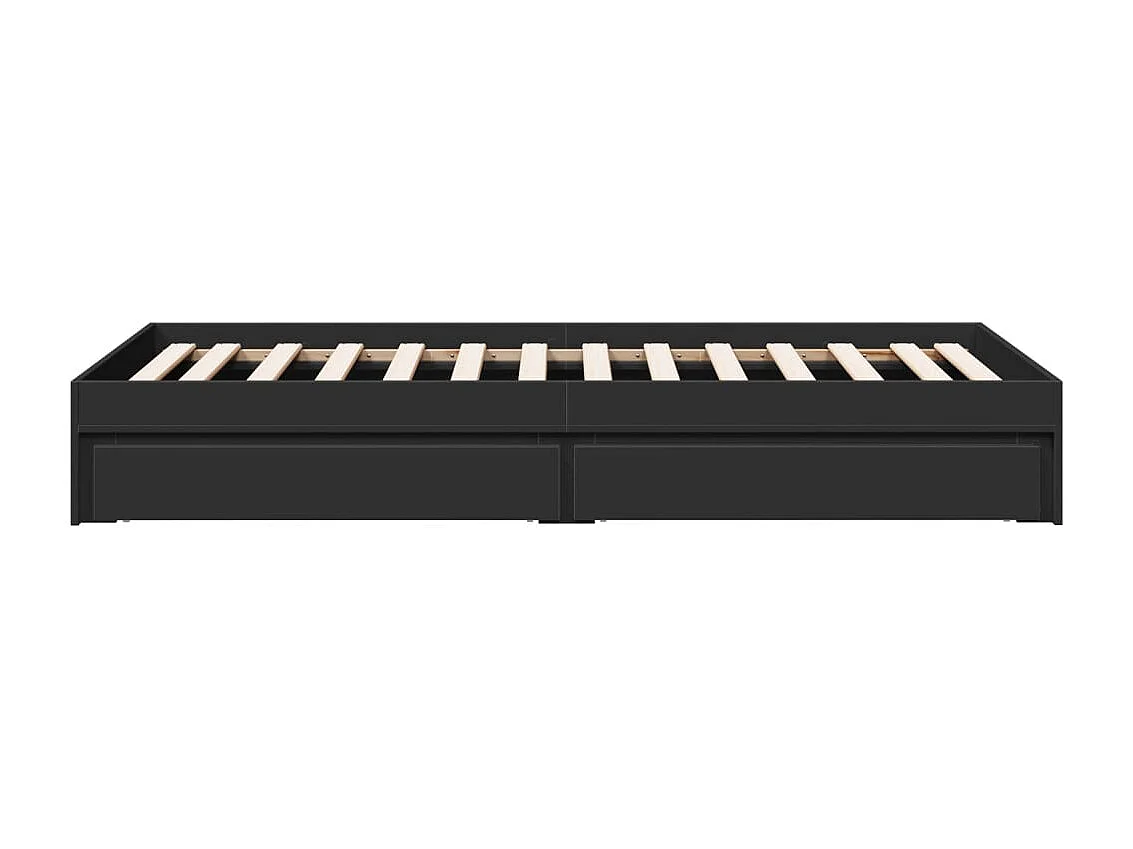 Lit simple avec tiroirs noir 90x190 cm bois d'ingénierie FR58775