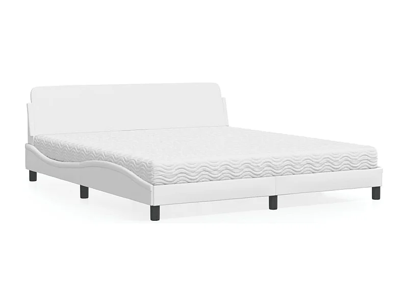 Lit adulte + matelas blanc 180x200 cm similicuir FR78005