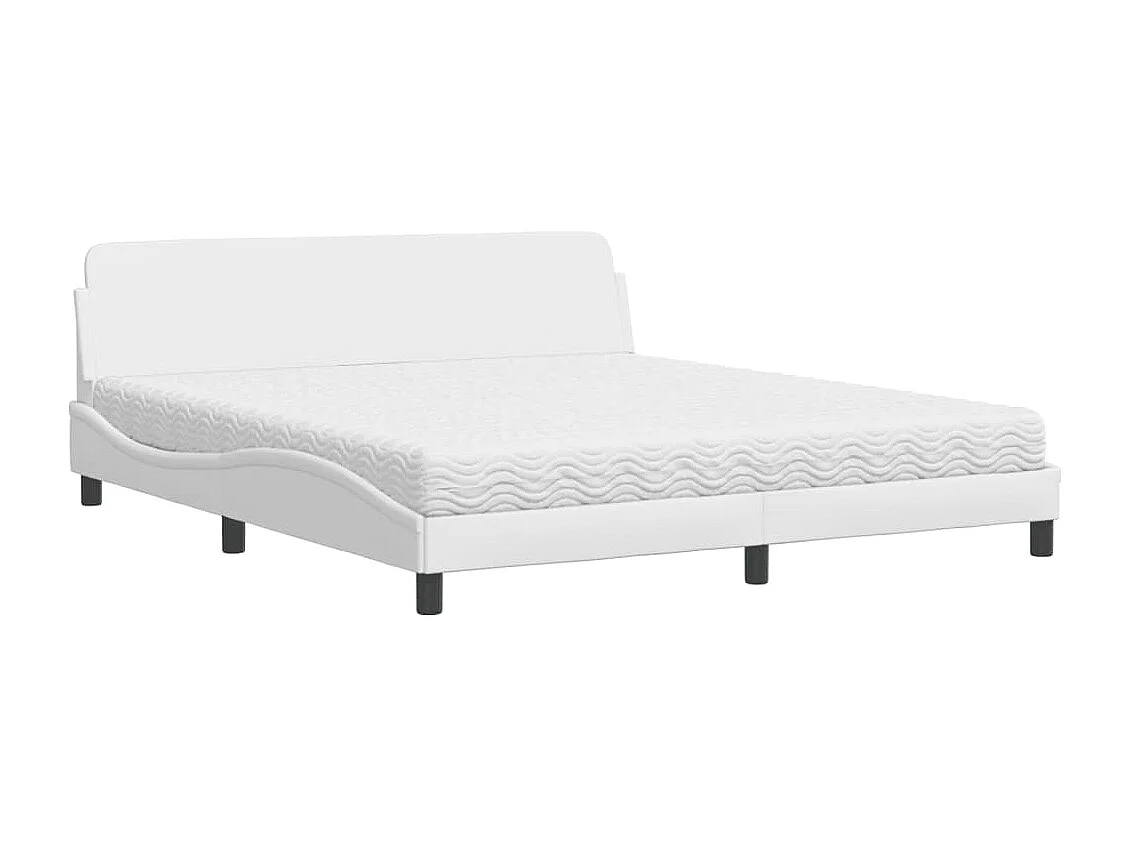 Lit adulte + matelas blanc 180x200 cm similicuir FR78005
