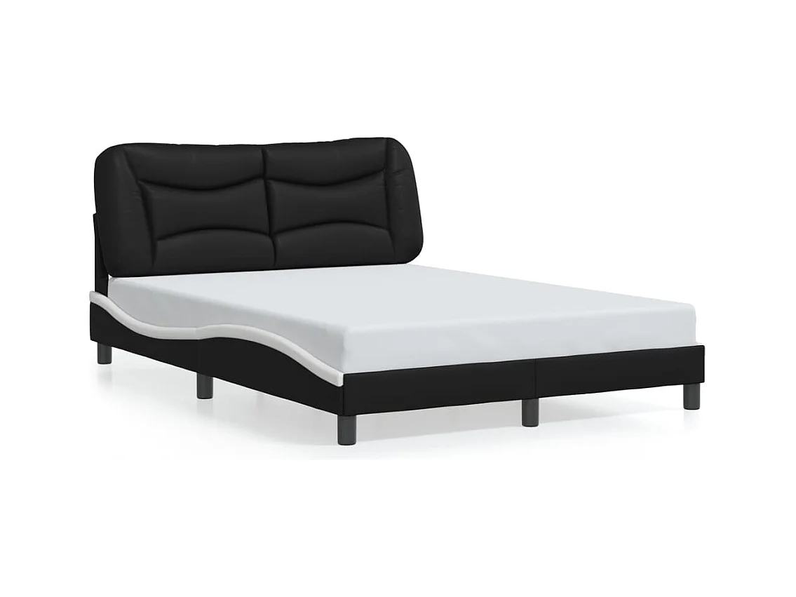 Bedframe met hoofdbord kunstleer zwart en wit 140x200 cm BE487366