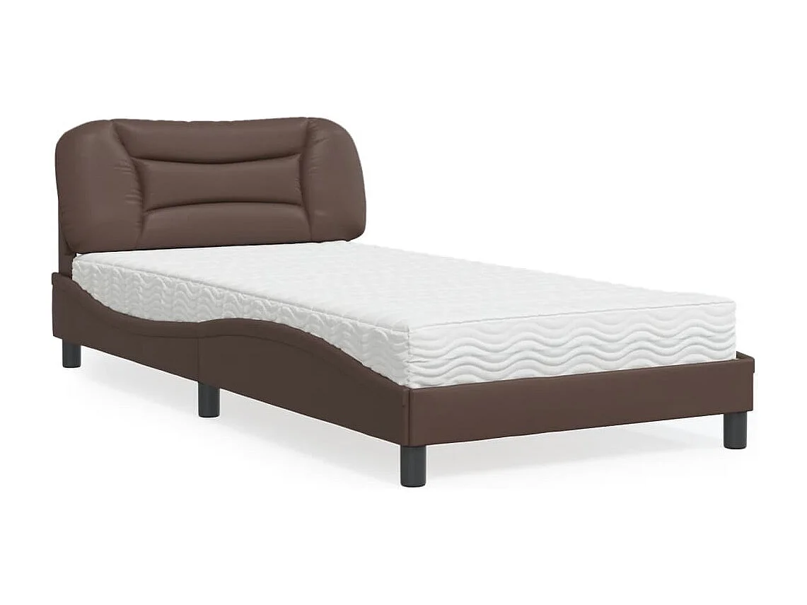 Lit adulte + matelas marron 100x200 cm similicuir FR49764