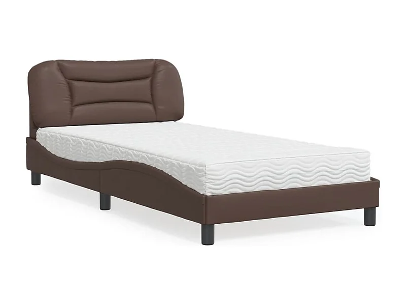 Bed met matras kunstleer bruin 100x200 cm BE273308