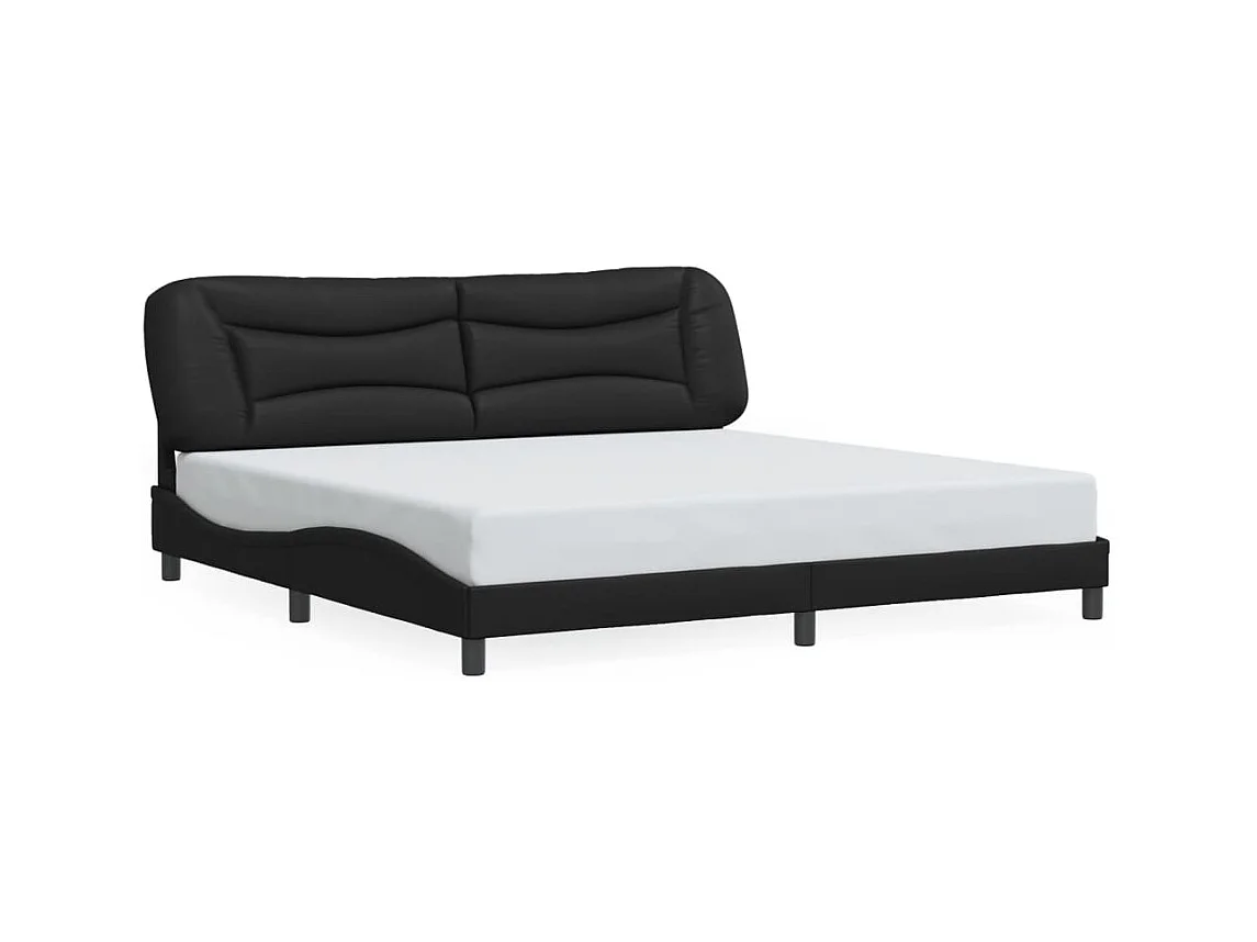 Lit double + tête de lit Noir 200x200 cm Similicuir FR50957