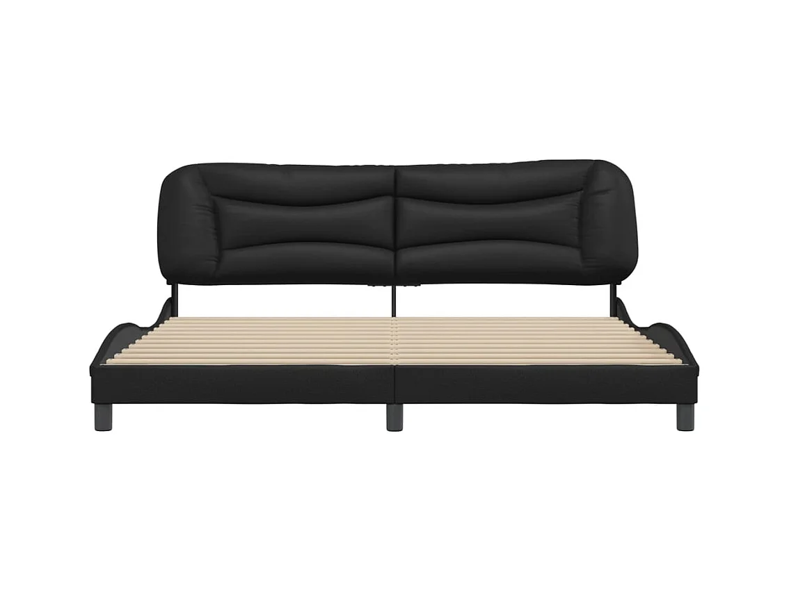 Bedframe met hoofdeinde kunstleer zwart 200x200 cm BE840413