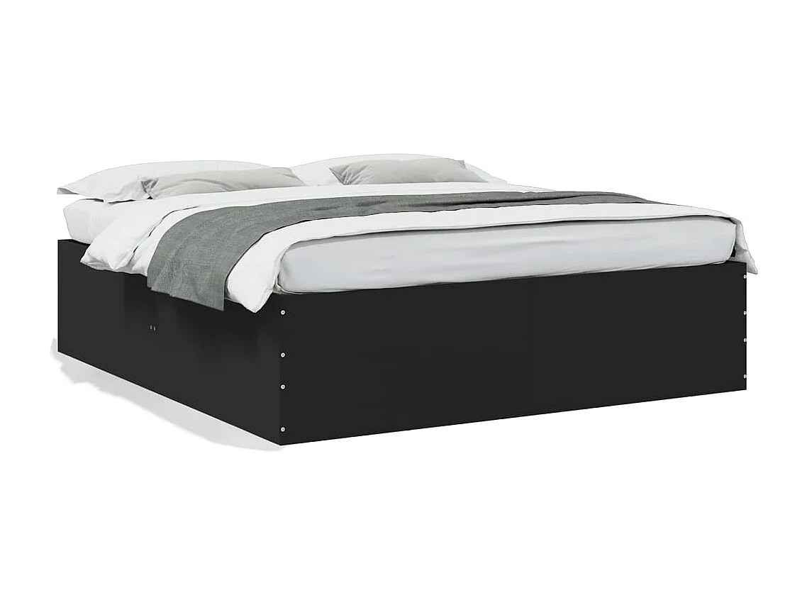 Bedframe massief hout zwart 200x200 cm BE946253